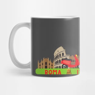 Roman Holiday. In this picture you can see some of the main attractions of this province of Lazio. And the most popular mode of transport, not only in Rome but also in all of Italy! Mug